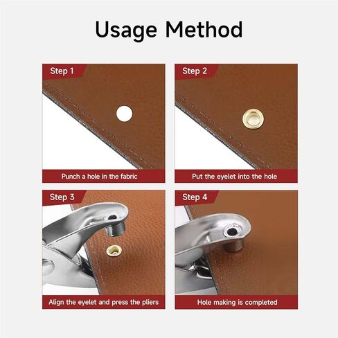 كماشة ثقب العيينة 1/5 بوصة (4.5 مم) كماشة ثقب العيينة مع 100 قطعة من الثقوب المعدنية الذهبية، كماشة ثقب الجلد للنسيج in Kuwait