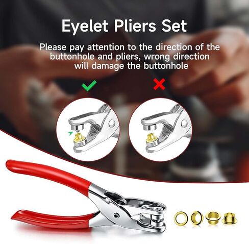 كماشة ثقب العيينة 1/5 بوصة (4.5 مم) كماشة ثقب العيينة مع 100 قطعة من الثقوب المعدنية الذهبية، كماشة ثقب الجلد للنسيج in Kuwait