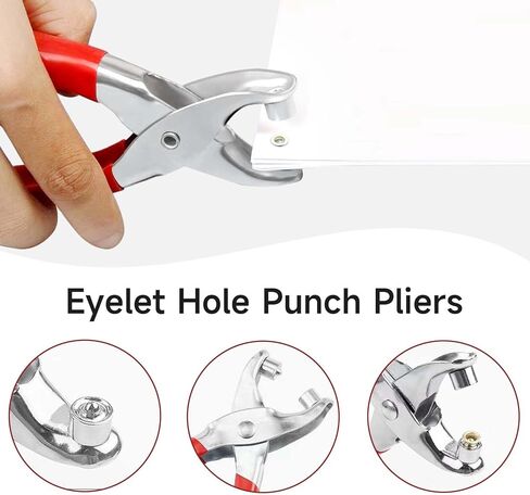 كماشة ثقب العيينة 1/5 بوصة (4.5 مم) كماشة ثقب العيينة مع 100 قطعة من الثقوب المعدنية الذهبية، كماشة ثقب الجلد للنسيج in Kuwait