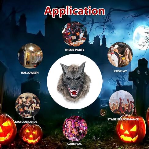 قناع الذئب للهالوين من KARMOGSO أزياء تنكرية للحفلات فستان بالذئب قناع فروي لحفلات تنكرية للأطفال in Kuwait