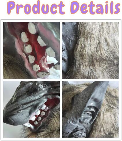 قناع الذئب للهالوين من KARMOGSO أزياء تنكرية للحفلات فستان بالذئب قناع فروي لحفلات تنكرية للأطفال in Kuwait