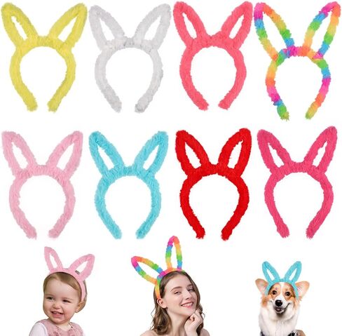 عصابة رأس على شكل أذن أرنب من فيش داون، عصابات رأس من القطيفة على شكل آذان أرنب، عصابة رأس على شكل آذان أرنب منفوش لحفلة عيد الفصح، عصابات رأس للحفلات التنكرية للفتيات والنساء والأطفال، مجموعة من 8 قطع in Kuwait