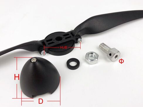 Viloga RC Folding Propeller 9×5 inch w/Spinner Size D38×H35mm, and Motor Shaft Diameter φ4.0 with Nylon Plastic Spinner for RC Plane Drone Remote Control Airplane (9×5, Shaft φ4.0) in Saudi Arabia