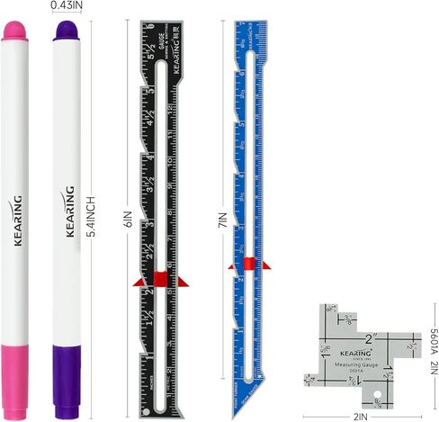 كيرينغ 3 قطع من مقياس الخياطة مع 2 قلم قابل للمسح بالهواء، اداة قياس الخياطة مسطرة خياطة النسيج in Kuwait