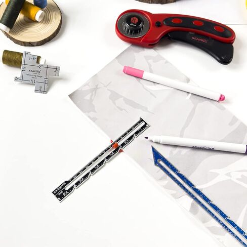 كيرينغ 3 قطع من مقياس الخياطة مع 2 قلم قابل للمسح بالهواء، اداة قياس الخياطة مسطرة خياطة النسيج in Kuwait