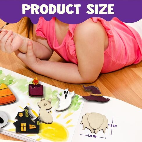 JOYIN 12 Pcs Halloween Craft Kid Wooden Magnet Creativity Arts & Crafts Painting Kit, DIY Halloween Painting Craft for Kids Halloween Party Supplies, Birthday Parties and Toddler Crafts in Saudi Arabia