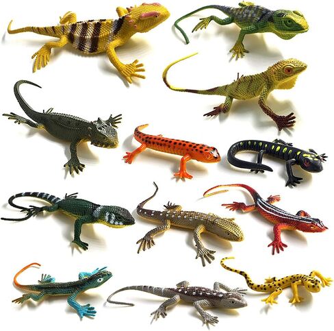 BAINFE 12Pcs Fake Plastic Lizard Toys Colorful Rubber Lizards Action Figure Reptile Toy Lizard Realistic Favors Gag Toys Prank and Prop, 5.5" Lizards 12 Styles in Saudi Arabia