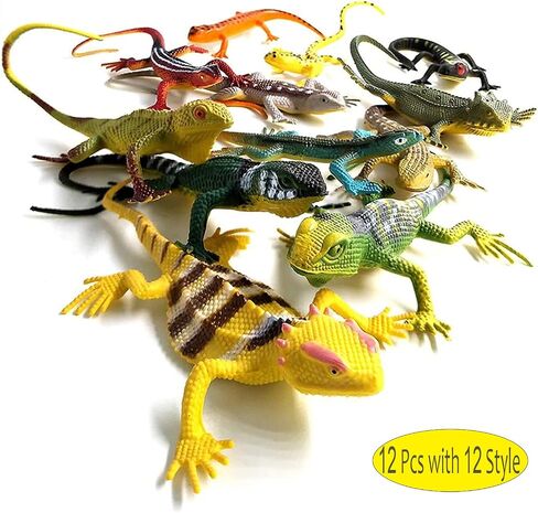BAINFE 12Pcs Fake Plastic Lizard Toys Colorful Rubber Lizards Action Figure Reptile Toy Lizard Realistic Favors Gag Toys Prank and Prop, 5.5" Lizards 12 Styles in Saudi Arabia