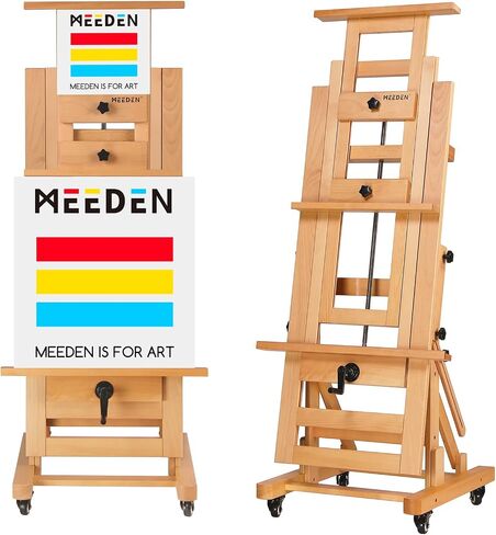 MEEDEN Extra Large Artist Easel,Heavy Duty Painting Easel,Solid Beech Wood Professional H-Frame Easel,Movable and Tilting Flat Art Easel Stand for Adults,Holds Art Canvas Up to 76.7" in Saudi Arabia