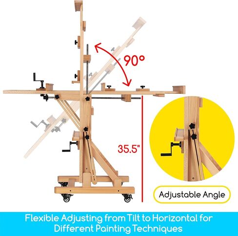 MEEDEN Extra Large Artist Easel,Heavy Duty Painting Easel,Solid Beech Wood Professional H-Frame Easel,Movable and Tilting Flat Art Easel Stand for Adults,Holds Art Canvas Up to 76.7" in Saudi Arabia