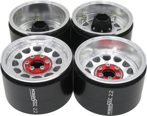 HOBBYSOUL واسعة 1.57 بوصة (40 مم) 2.2 عجلات Beadlock قابلة للتعديل 4 حواف إزاحة لون فضي لـ Gen8 Everest gen 7 Pro / SCX10 Capra Wraith Ryft / TRX4 AMG 6x6، (4 عبوات) in Kuwait