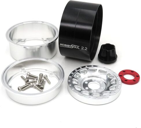 HOBBYSOUL واسعة 1.57 بوصة (40 مم) 2.2 عجلات Beadlock قابلة للتعديل 4 حواف إزاحة لون فضي لـ Gen8 Everest gen 7 Pro / SCX10 Capra Wraith Ryft / TRX4 AMG 6x6، (4 عبوات) in Kuwait