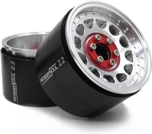 HOBBYSOUL واسعة 1.57 بوصة (40 مم) 2.2 عجلات Beadlock قابلة للتعديل 4 حواف إزاحة لون فضي لـ Gen8 Everest gen 7 Pro / SCX10 Capra Wraith Ryft / TRX4 AMG 6x6، (4 عبوات) in Kuwait