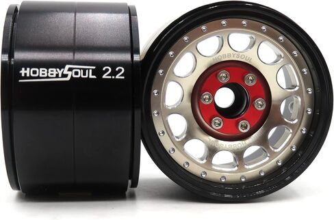 HOBBYSOUL واسعة 1.57 بوصة (40 مم) 2.2 عجلات Beadlock قابلة للتعديل 4 حواف إزاحة لون فضي لـ Gen8 Everest gen 7 Pro / SCX10 Capra Wraith Ryft / TRX4 AMG 6x6، (4 عبوات) in Kuwait