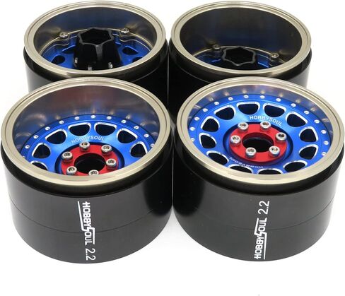 HOBBYSOUL واسعة 1.57 بوصة (40 مم) 2.2 عجلات Beadlock قابلة للتعديل 4 حواف إزاحة لون فضي لـ Gen8 Everest gen 7 Pro / SCX10 Capra Wraith Ryft / TRX4 AMG 6x6، (4 عبوات) in Kuwait