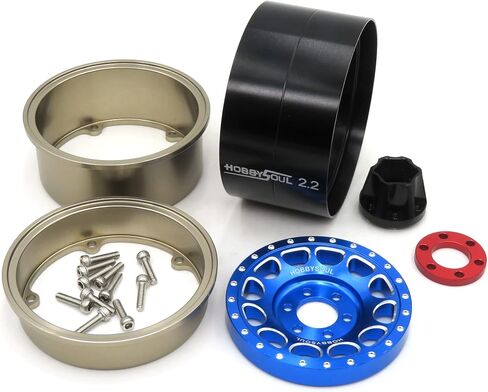 HOBBYSOUL واسعة 1.57 بوصة (40 مم) 2.2 عجلات Beadlock قابلة للتعديل 4 حواف إزاحة لون فضي لـ Gen8 Everest gen 7 Pro / SCX10 Capra Wraith Ryft / TRX4 AMG 6x6، (4 عبوات) in Kuwait