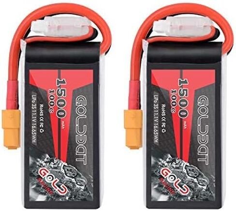 GOLDBAT 1500mAh 3S 11.1V 100C Softcase Lipo Battery Pack with XT60 Plug for Axial Capra, Skylark m4-fpv250, Mini Shredder 200, Qav250, Helicopter Drone and FPV (2 Pack) in Saudi Arabia