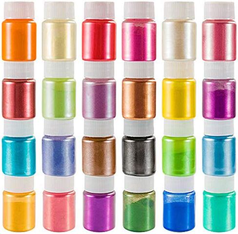 Mica Powder Pigment 12 Color,Non-Toxic Safe Natural Epoxy Resin Dye Pigment Powder for DIY Slime Coloring and Soap Dye Making Supplies,Bath Bomb Colorant,Paint,Makeup Dye,Nail Art,Eye Shadow, Craft in Kuwait
