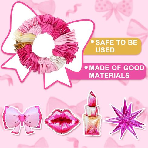 145Pcs Princess Pink Balloon Garland Arch Kit, Hot Pink Confetti 4D Star Lipstick Kiss Bow Balloons for Girls Women Wedding Bridal Baby Shower Makeup Bachelorette Princess Birthday Party Decorations in Kuwait