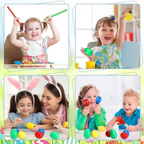 120 Pcs Musical Instruments Learning Percussion Toy Include 24 Plastic Egg Shakers 24 Hand Held Sand Hammers Maracas Rattle 24 Hand Clappers 24 Rhythm Sticks Wood Lummi Sticks 24 Finger Castanets in Saudi Arabia