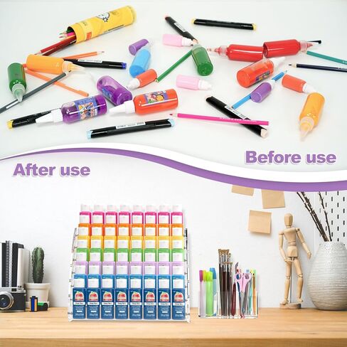 اسلوكر.لي منظم زجاجات الطلاء من 7 طبقات وحامل فرش الطلاء، رف عرض طلاء هوايات، حامل طلاء اكريليك لتخزين الطلاء الحرفي، مجموعة الطلاء المصغرة الاكريليك in Kuwait