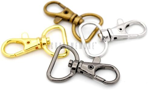 CRAFTMEMORE Swivel Lobster Claw Clasps Classic Trigger Snap Hooks CS10 Purse Landyard Clip 5/8" 3/4" 1" Pack of 10 (1 Inch, Silver) in Kuwait