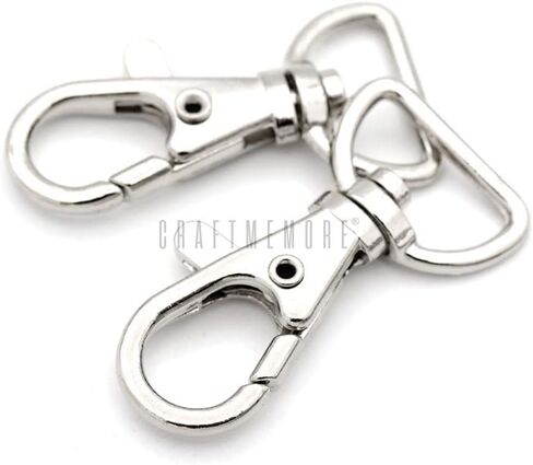 CRAFTMEMORE Swivel Lobster Claw Clasps Classic Trigger Snap Hooks CS10 Purse Landyard Clip 5/8" 3/4" 1" Pack of 10 (1 Inch, Silver) in Kuwait