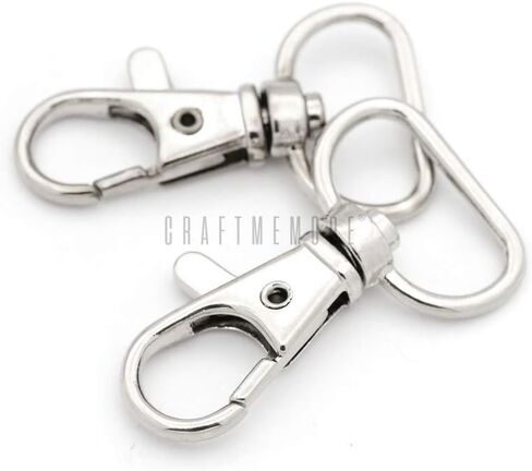 CRAFTMEMORE Swivel Lobster Claw Clasps Classic Trigger Snap Hooks CS10 Purse Landyard Clip 5/8" 3/4" 1" Pack of 10 (1 Inch, Silver) in Kuwait