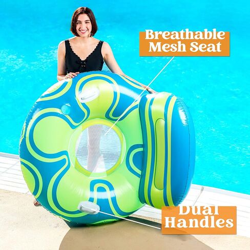 Sloosh Inflatable Pool Lounger Float with Big Backrest, Air Sofa Floating Chair with Handle and Cup Holder, Summer Pool Floaties Inflatable Rafts for Adult in Saudi Arabia