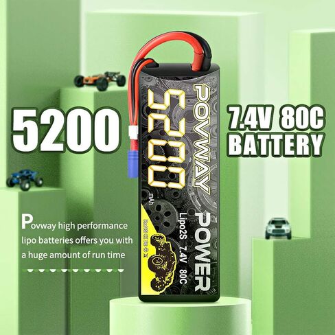 2S Lipo Battery 5200mAh 80C 7.4V RC Battery Hard Case with EC3 Plug for RC Cars, RC Truck, RC Airplane, RC Helicopter, Drone, Quadcopter - 2pack in Saudi Arabia