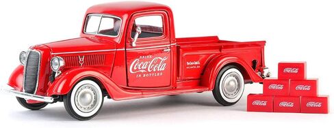 1937 Ford Pickup Truck Coca-Cola أحمر مع 6 زجاجات ملحقات كرتون 1/24 Diecast Model Car من Motorcity Classics""" in Saudi Arabia