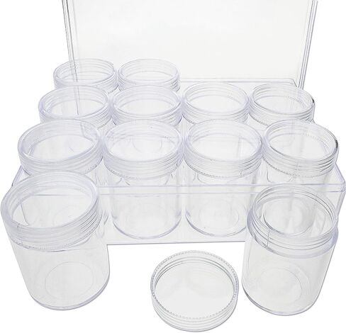 The Beadsmith Personality Case - Clear Storage Organizer Box, 6.25 x 4.75 x 2.1 inches - Includes 12 Small Containers with lids - 1.5 x 2 inches, Bead Holder in Saudi Arabia