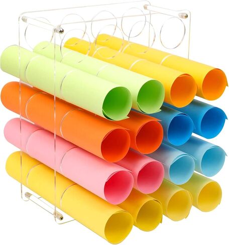 حامل لفافة الفينيل من AOFLLU، رف عرض أكريليك منظم للتخزين مكون من 20 فتحة، حامل حامل لفافة قوي وخفيف الوزن لتزيين غرفة الورق الفنية، لفات 2 بوصة، شفاف in Kuwait