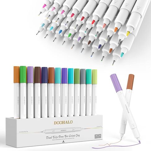 أقلام DOOHALO ذات النقاط الدقيقة لأقلام Cricut Joy ذات الرأس المزدوج مع 0.4 طرف 1.0 طرف 48 عبوة لكل مجموعة لكتابة ملحقات الرسم للحرف الفنية in Kuwait