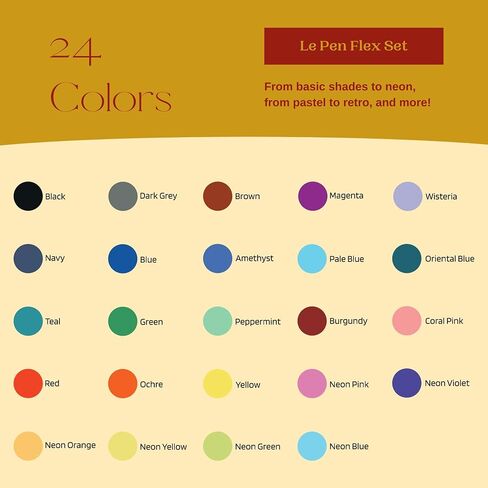 Marvy Uchida Le Pen Flex - 24 Colors - Colored Calligraphy Pens for Journaling - Quick Drying, Smudge-Proof Brush Markers for Hand Lettering, Drawing, Journals, and Planners in Saudi Arabia
