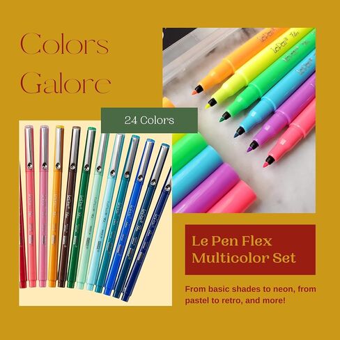 Marvy Uchida Le Pen Flex - 24 Colors - Colored Calligraphy Pens for Journaling - Quick Drying, Smudge-Proof Brush Markers for Hand Lettering, Drawing, Journals, and Planners in Saudi Arabia