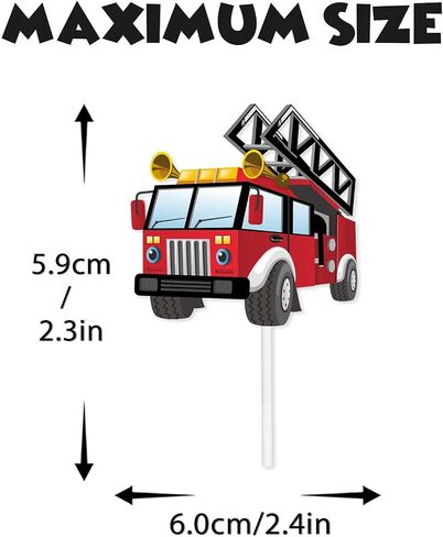 18pcs Red Glitter Firefighter Fireman Cars Dessert Cupcake Topper Fire Truck Theme Decor Supplies Baby Shower Boy Girl Happy Birthday Party Decorations in Saudi Arabia