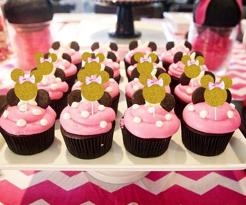 Carton Mouse Birthday Party Decorations Pink and Gold Carton Mouse Paper Fans Glitter Cake Topper Cupcake Toppers for Girls Carton Mouse 1st 2nd 3rd Birthday Supplies in Saudi Arabia