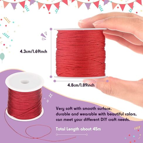 40 Rolls 40 Colors 0.8 mm Nylon Beading String Braided Chinese Knotting Cord Bracelet String Nylon Cord Blinds Nylon Thread for Macrame Friendship Bracelets Jewelry Making DIY Crafts, 1968 Yard Total in Saudi Arabia
