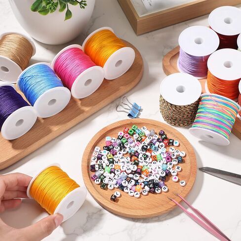 40 Rolls 40 Colors 0.8 mm Nylon Beading String Braided Chinese Knotting Cord Bracelet String Nylon Cord Blinds Nylon Thread for Macrame Friendship Bracelets Jewelry Making DIY Crafts, 1968 Yard Total in Saudi Arabia