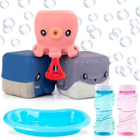 ArtCreativity Bubble Blowing Animals for Kids - Set of 3 - Animal Bubble Toys with 2 Bottles of Bubble Solution and Dipping Tray - Aquatic Party Favors for Kids - Under The Sea Party Supplies in Saudi Arabia
