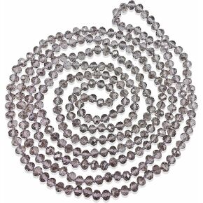 MGR MY GEMS ROCK! قلادة كريستال طويلة لا نهاية لها مقاس 80 بوصة 6 × 8 مم مطرزة بالخرز أو متعددة الطبقات من 4 طبقات.