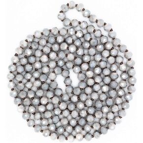 Sofia Janes Hand Knotted Faceted Beaded Necklace-Long Boho Crystal Wrap, Strand or Statement Necklace for Women 60" inch