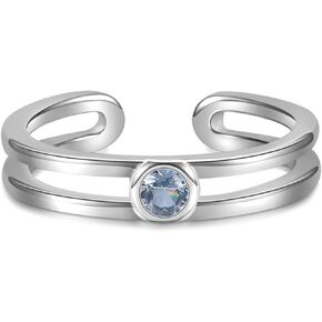 Sterling Silver Toe Rings for Women - Birthstone Toe Ring Adjustable Minimalist Jewelry for Summer Vacation Beach
