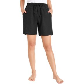 Weintee Women's Pull On Linen Shorts with Pockets in Saudi Arabia
