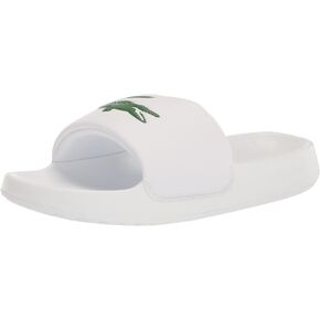 Lacoste Men's Croco 1.0 Slide Sandal, White/Green, 13 in Saudi Arabia