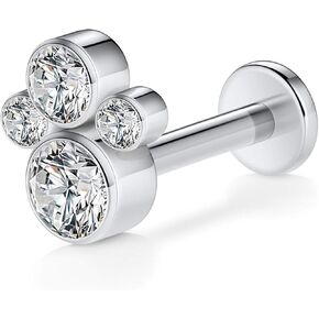 FUNLMO 16G Tragus Conch Helix Medusa Piercing Jewelry Lip Rings Labret Jewelry Cartilage Earring Internally Threaded Labret Stud Titanium Flat Back Stud Earrings