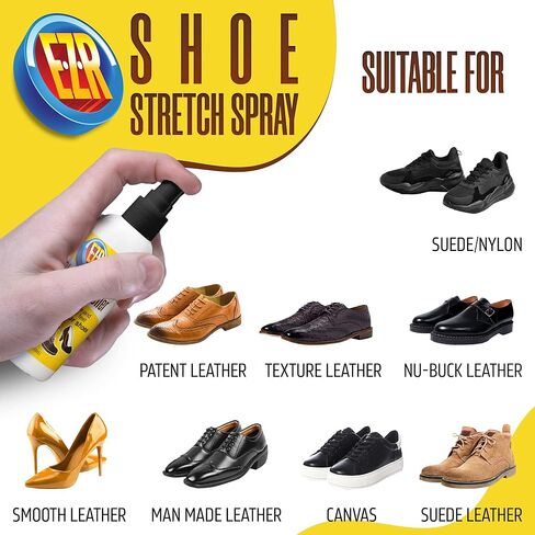 EZR Shoe Stretch Spray - Softener & Stretcher Shoe Spray To Instantly Increase Comfort & Loosen Tight Spots In Leather Shoes, Sneakers, Loafers, Sandals, Suede, Nubuck, Canvas, & High Heels, 4 Fl Oz in Saudi Arabia