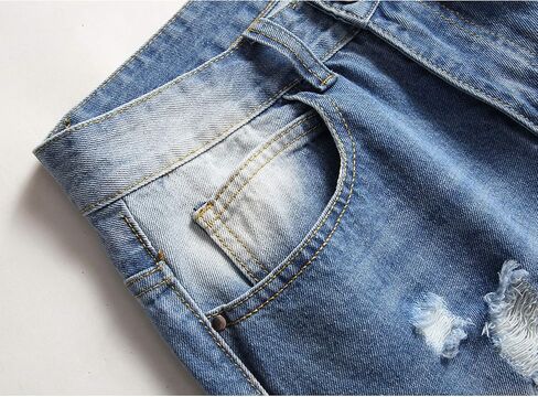 ZEESEN Ripped Jeans for Men Slim Denim Regular Fit Tapered Leg Distressed Destroyed Pants Mens Jeans with Hole in Saudi Arabia