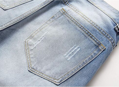ZEESEN Ripped Jeans for Men Slim Denim Regular Fit Tapered Leg Distressed Destroyed Pants Mens Jeans with Hole in Saudi Arabia